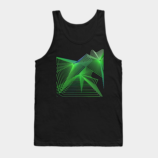 Geometric green linear galaxy spaceship Tank Top by carolsalazar